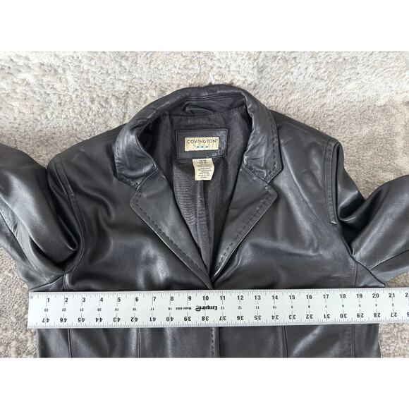 Convington Size M Moto Leather Jacket Black Notched Long Sleeve Button Outdoor - Picture 7 of 10